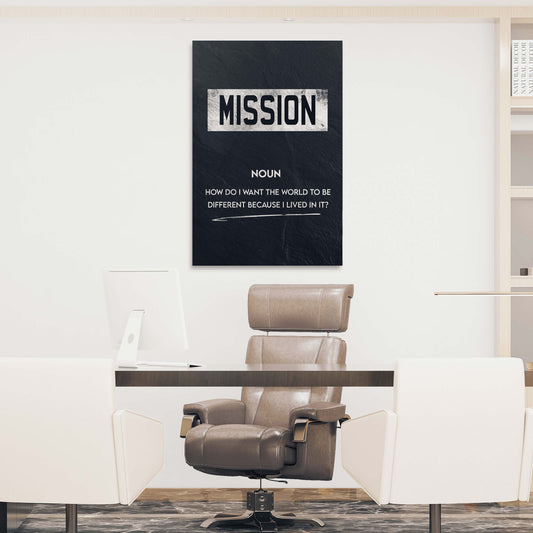 Mission Meaning Wall Art | Inspirational Wall Art Motivational Wall Art Quotes Office Art | Impaktiv Exclusive Canvas Art Portrait