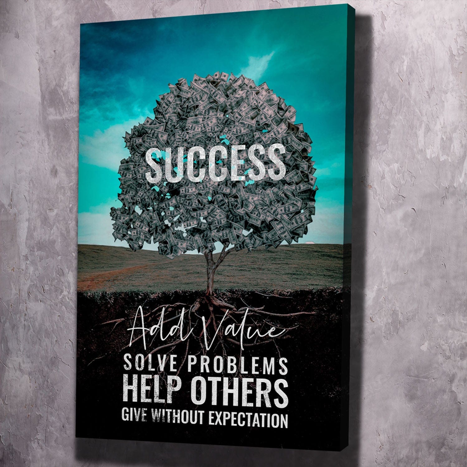More Value More Success Tree Wall Art | Inspirational Wall Art Motivational Wall Art Quotes Office Art | Impaktiv Exclusive Canvas Art Portrait