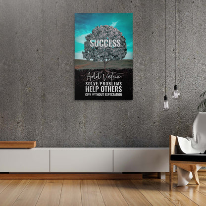 More Value More Success Tree Wall Art | Inspirational Wall Art Motivational Wall Art Quotes Office Art | Impaktiv Exclusive Canvas Art Portrait