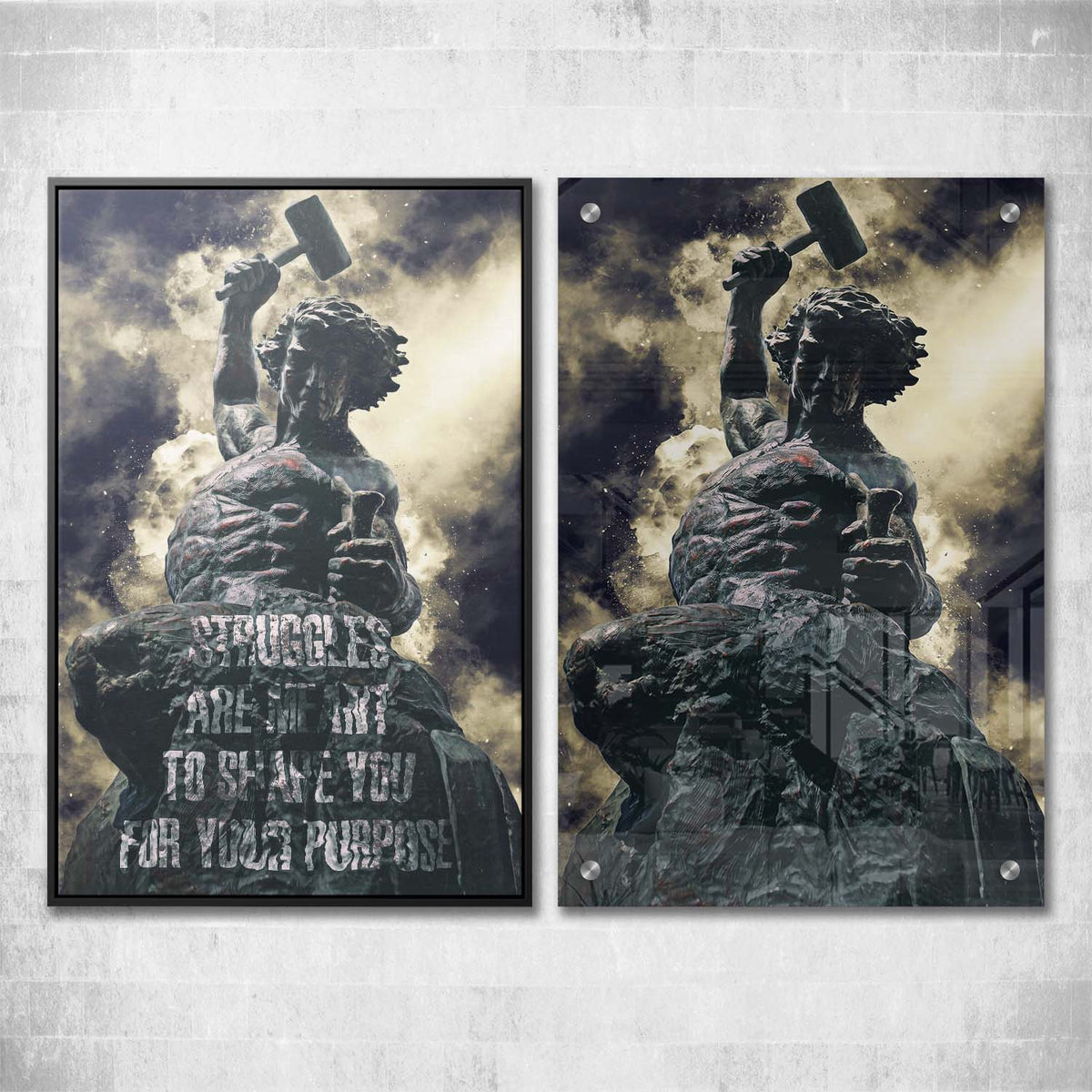 Struggles Shape You - Self Made Man Statue Wall Art, resilience wall art by Impaktiv