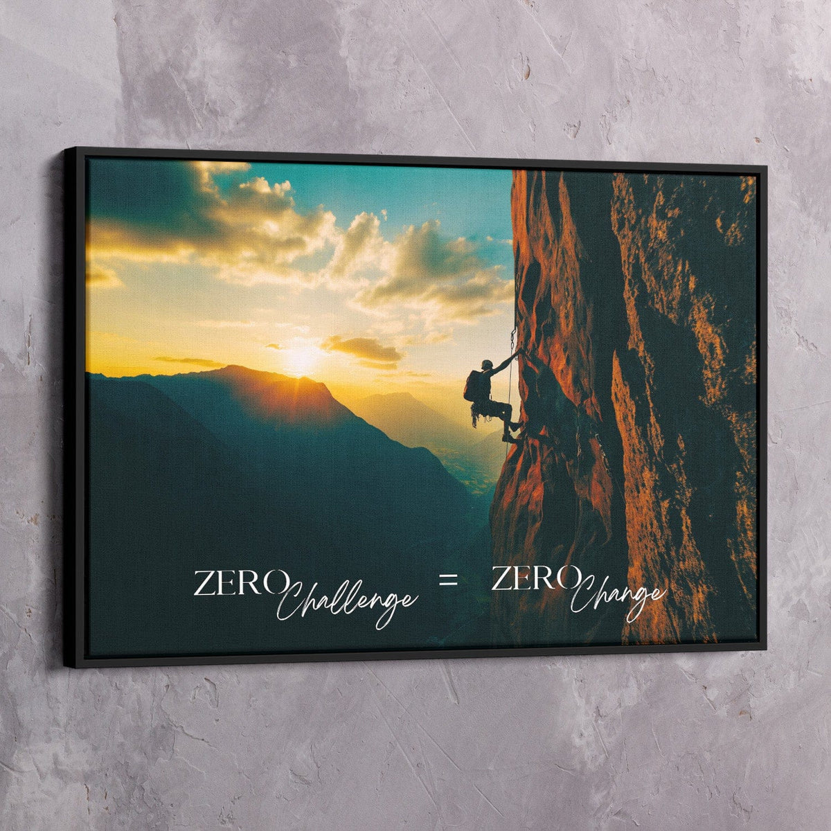 Mountain Climber - Zero Challenge = Zero Change Wall Art, alternate view by Impaktiv