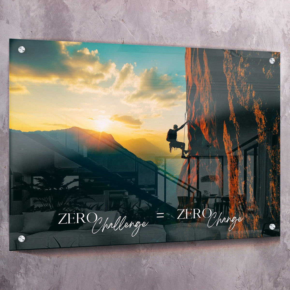 Mountain Climber - Zero Challenge = Zero Change Wall Art, alternate artwork view by Impaktiv