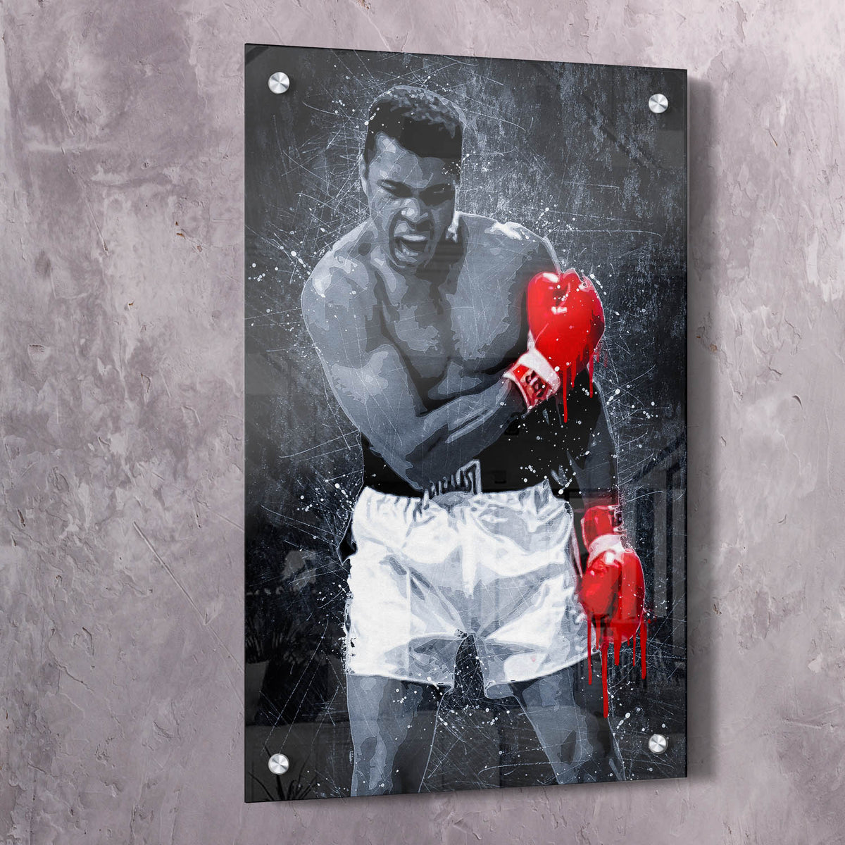 Muhammad Ali Painting Drip Motivational Wall Art, alternate artwork view by Impaktiv