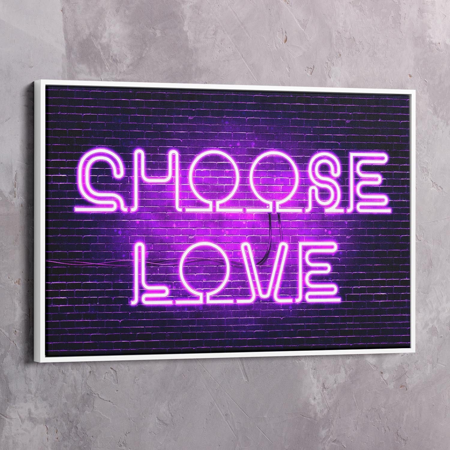 Neon Choose Love Wall Art | Inspirational Wall Art Motivational Wall Art Quotes Office Art | Impaktiv Exclusive Canvas Art Landscape
