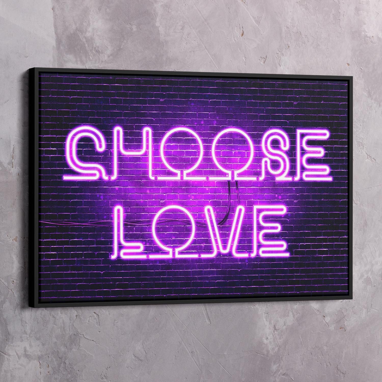 Neon Choose Love Wall Art | Inspirational Wall Art Motivational Wall Art Quotes Office Art | Impaktiv Exclusive Canvas Art Landscape