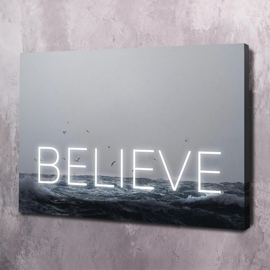 Neon Water - BELIEVE Wall Art | Inspirational Wall Art Motivational Wall Art Quotes Office Art | Impaktiv Exclusive Canvas Art Landscape