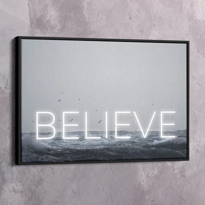 Neon Water - BELIEVE Wall Art | Inspirational Wall Art Motivational Wall Art Quotes Office Art | Impaktiv Exclusive Canvas Art Landscape
