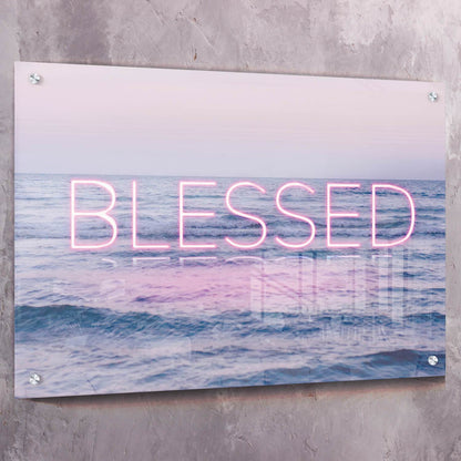 Neon Water - BLESSED Wall Art | Inspirational Wall Art Motivational Wall Art Quotes Office Art | Impaktiv Exclusive Canvas Art Landscape