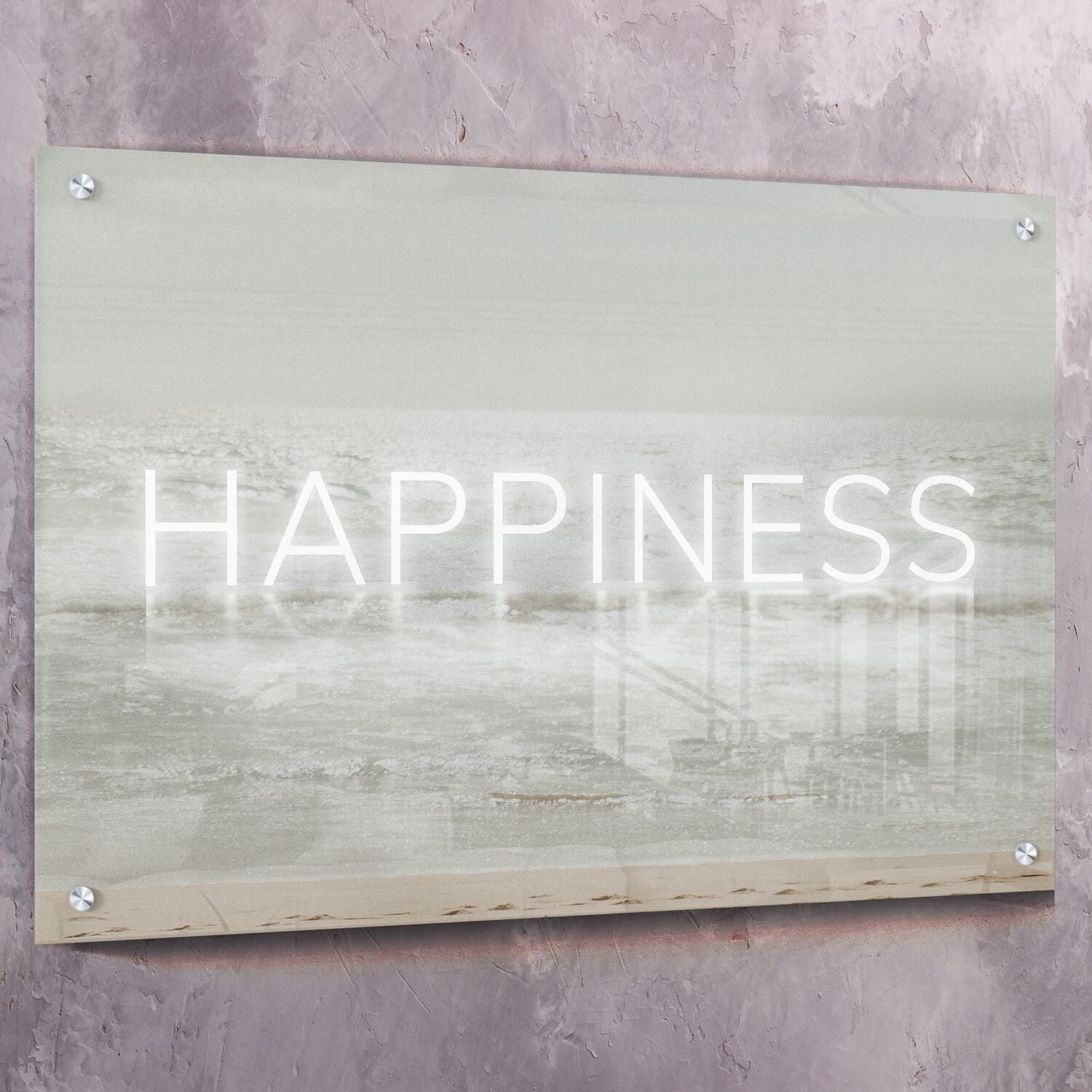 Neon Water - HAPPINESS Wall Art | Inspirational Wall Art Motivational Wall Art Quotes Office Art | Impaktiv Exclusive Canvas Art Landscape