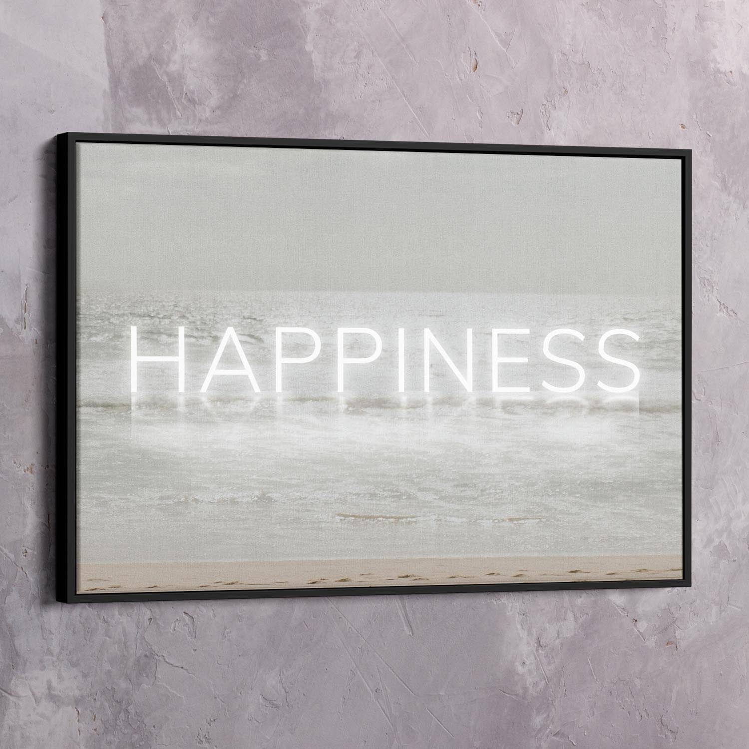 Neon Water - HAPPINESS Wall Art | Inspirational Wall Art Motivational Wall Art Quotes Office Art | Impaktiv Exclusive Canvas Art Landscape