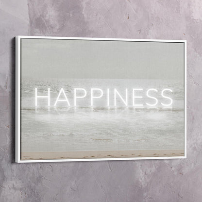 Neon Water - HAPPINESS Wall Art | Inspirational Wall Art Motivational Wall Art Quotes Office Art | Impaktiv Exclusive Canvas Art Landscape