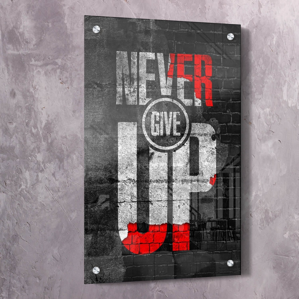Never Give Up Motivational Wall Art, alternate view by Impaktiv
