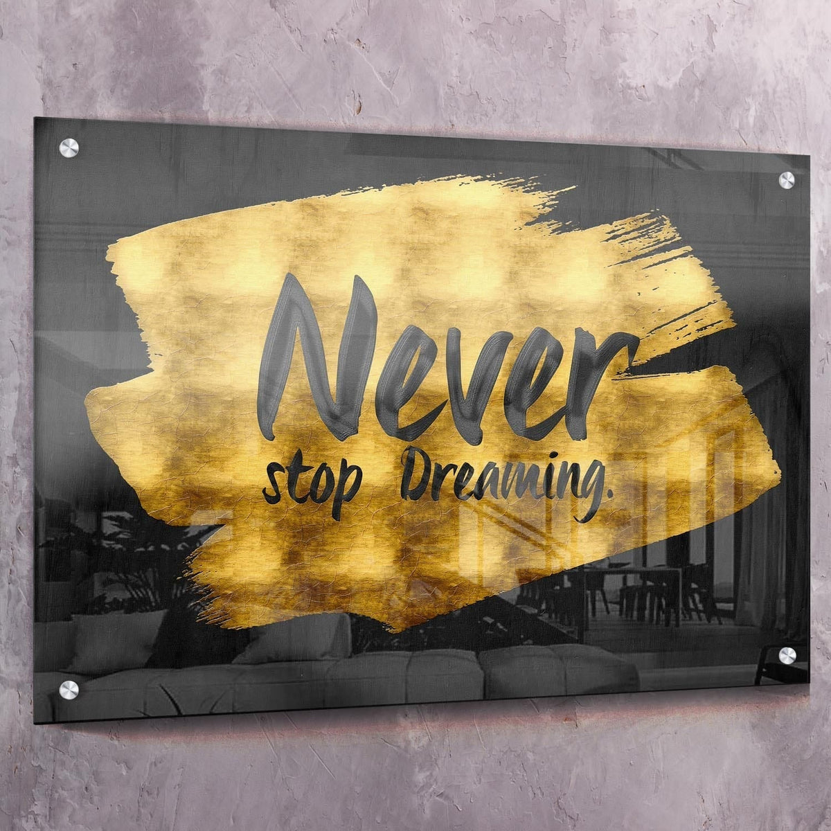 Never Stop Dreaming Motivational Wall Art, alternate artwork view by Impaktiv