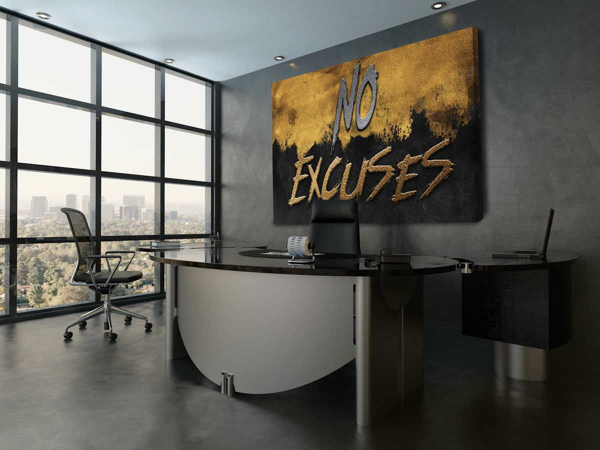 No Excuses Motivational Wall Art, alternate view by Impaktiv