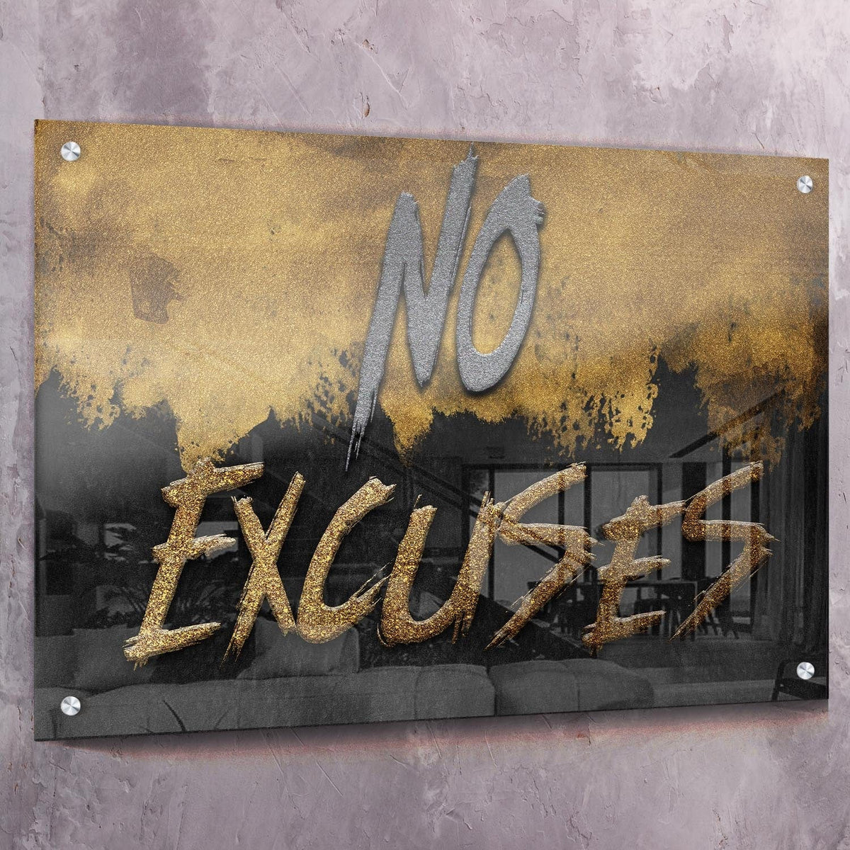 No Excuses Motivational Wall Art, alternate view by Impaktiv