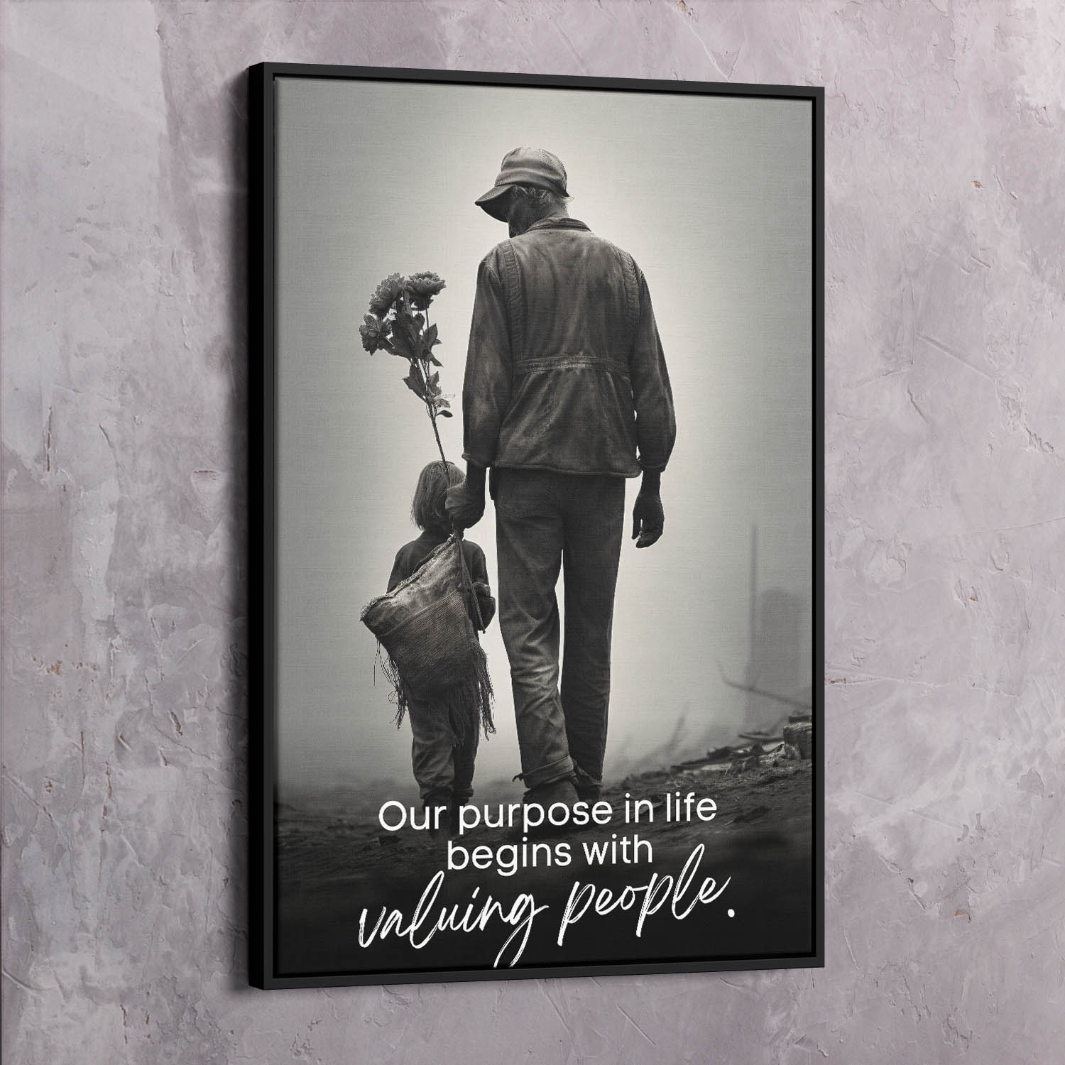 Our purpose in life begins with valuing people. - John Maxwell Inspired Wall Art | Inspirational Wall Art Motivational Wall Art Quotes Office Art | Impaktiv Exclusive Canvas Art Portrait