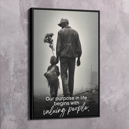 Our purpose in life begins with valuing people. - John Maxwell Inspired Wall Art | Inspirational Wall Art Motivational Wall Art Quotes Office Art | Impaktiv Exclusive Canvas Art Portrait