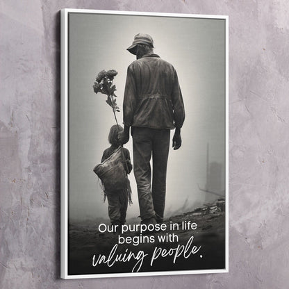Our purpose in life begins with valuing people. - John Maxwell Inspired Wall Art | Inspirational Wall Art Motivational Wall Art Quotes Office Art | Impaktiv Exclusive Canvas Art Portrait