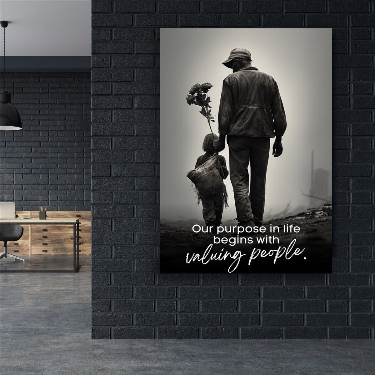 Purpose Begins With Valuing People - John Maxwell Wall Art, alternate view by Impaktiv