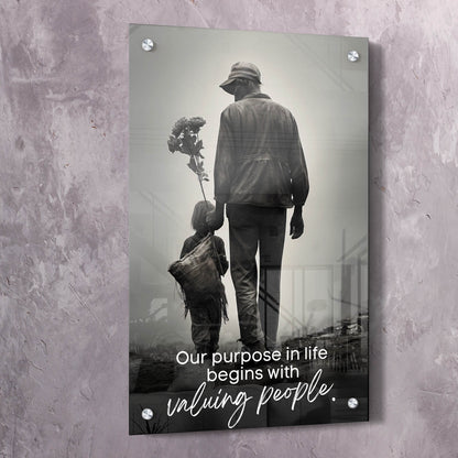 Our purpose in life begins with valuing people. - John Maxwell Inspired Wall Art | Inspirational Wall Art Motivational Wall Art Quotes Office Art | Impaktiv Exclusive Canvas Art Portrait