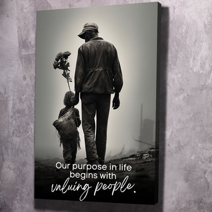 Our purpose in life begins with valuing people. - John Maxwell Inspired Wall Art | Inspirational Wall Art Motivational Wall Art Quotes Office Art | Impaktiv Exclusive Canvas Art Portrait