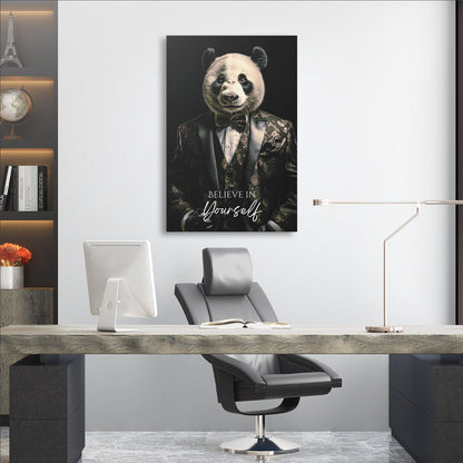 Panda Suite - Believe in Yourself Wall Art | Inspirational Wall Art Motivational Wall Art Quotes Office Art | Impaktiv Exclusive Canvas Art Portrait