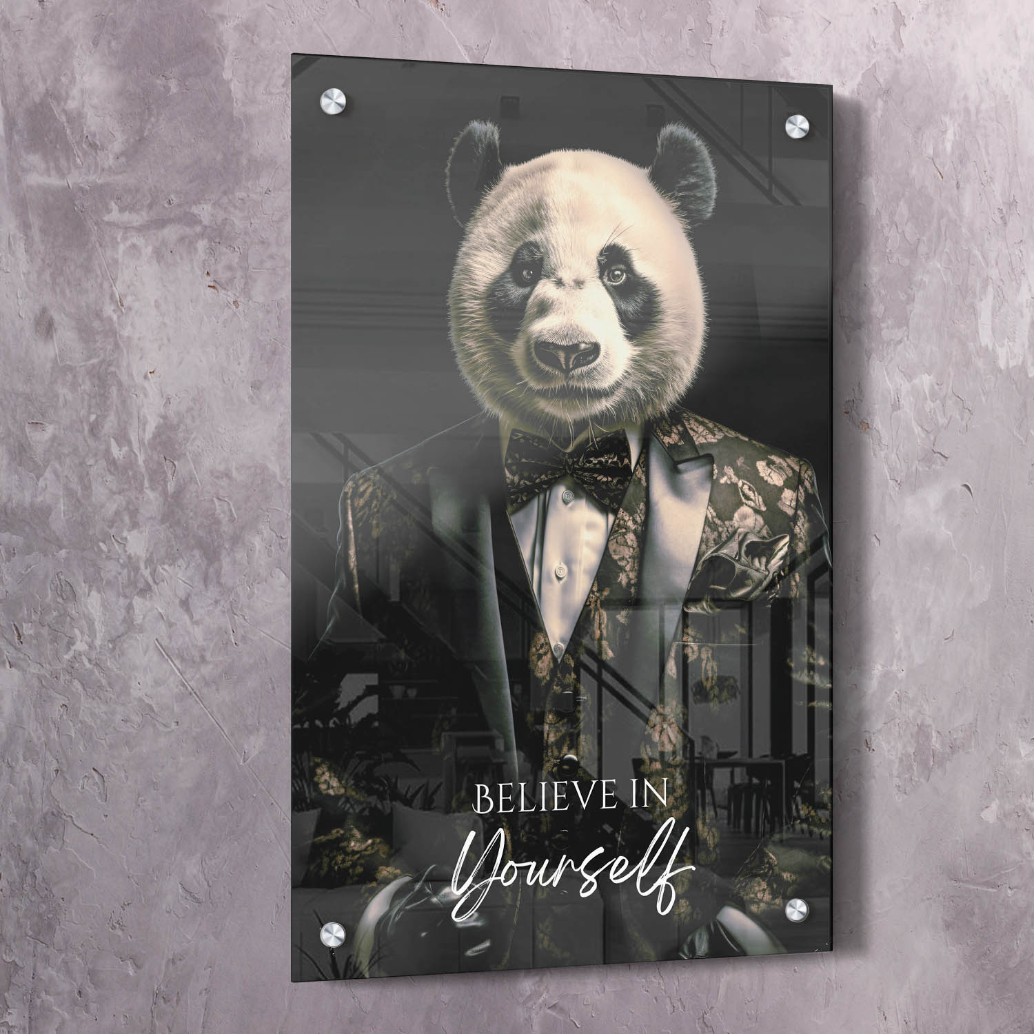 Panda Suite - Believe in Yourself Wall Art | Inspirational Wall Art Motivational Wall Art Quotes Office Art | Impaktiv Exclusive Canvas Art Portrait