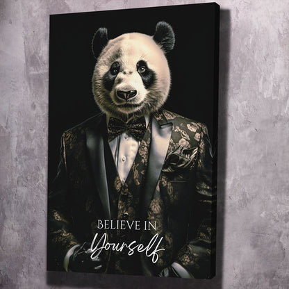 Panda Suite - Believe in Yourself Wall Art | Inspirational Wall Art Motivational Wall Art Quotes Office Art | Impaktiv Exclusive Canvas Art Portrait