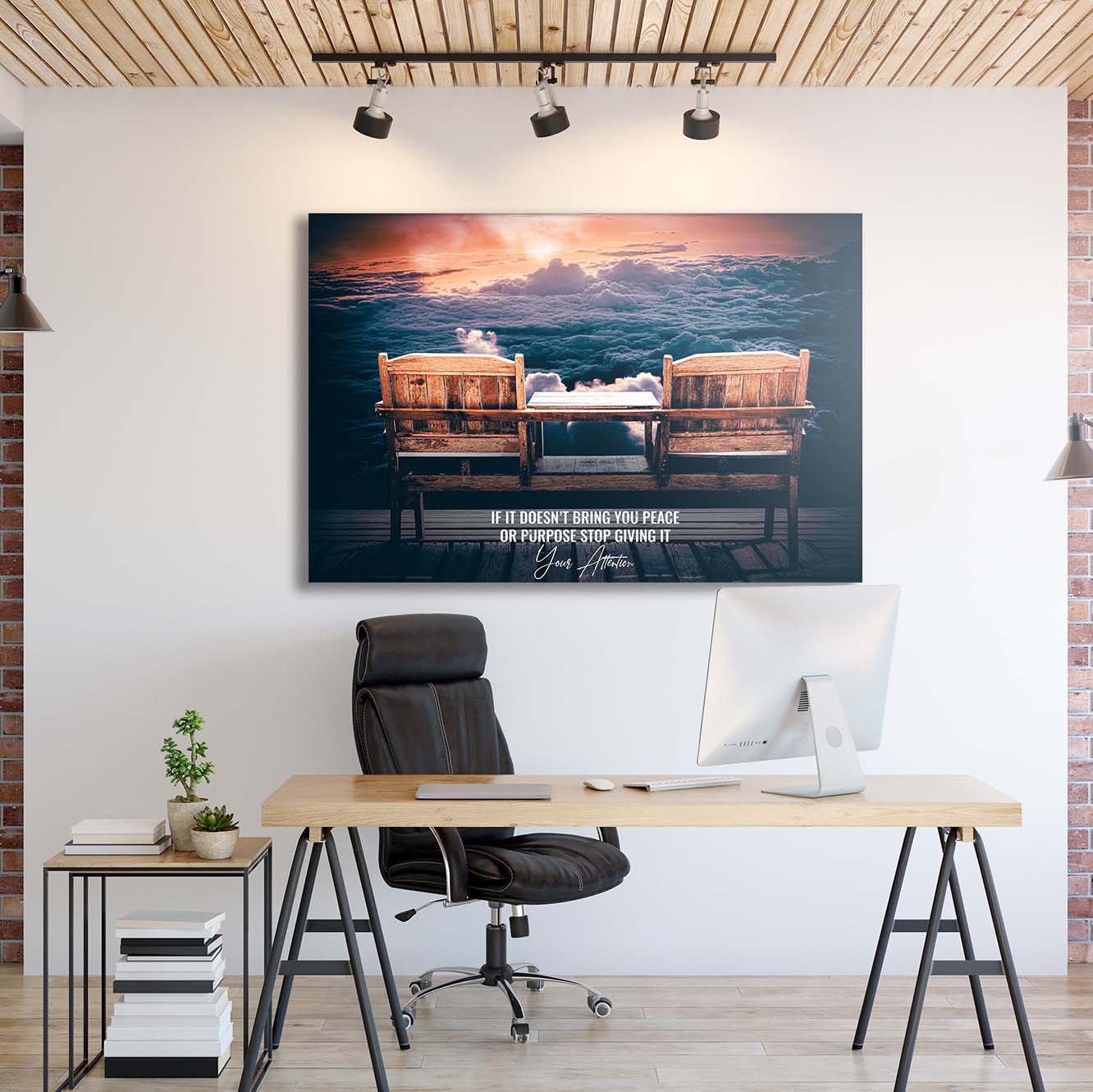 Peace or Purpose Clouds Wall Art | Inspirational Wall Art Motivational Wall Art Quotes Office Art | Impaktiv Exclusive Canvas Art Landscape