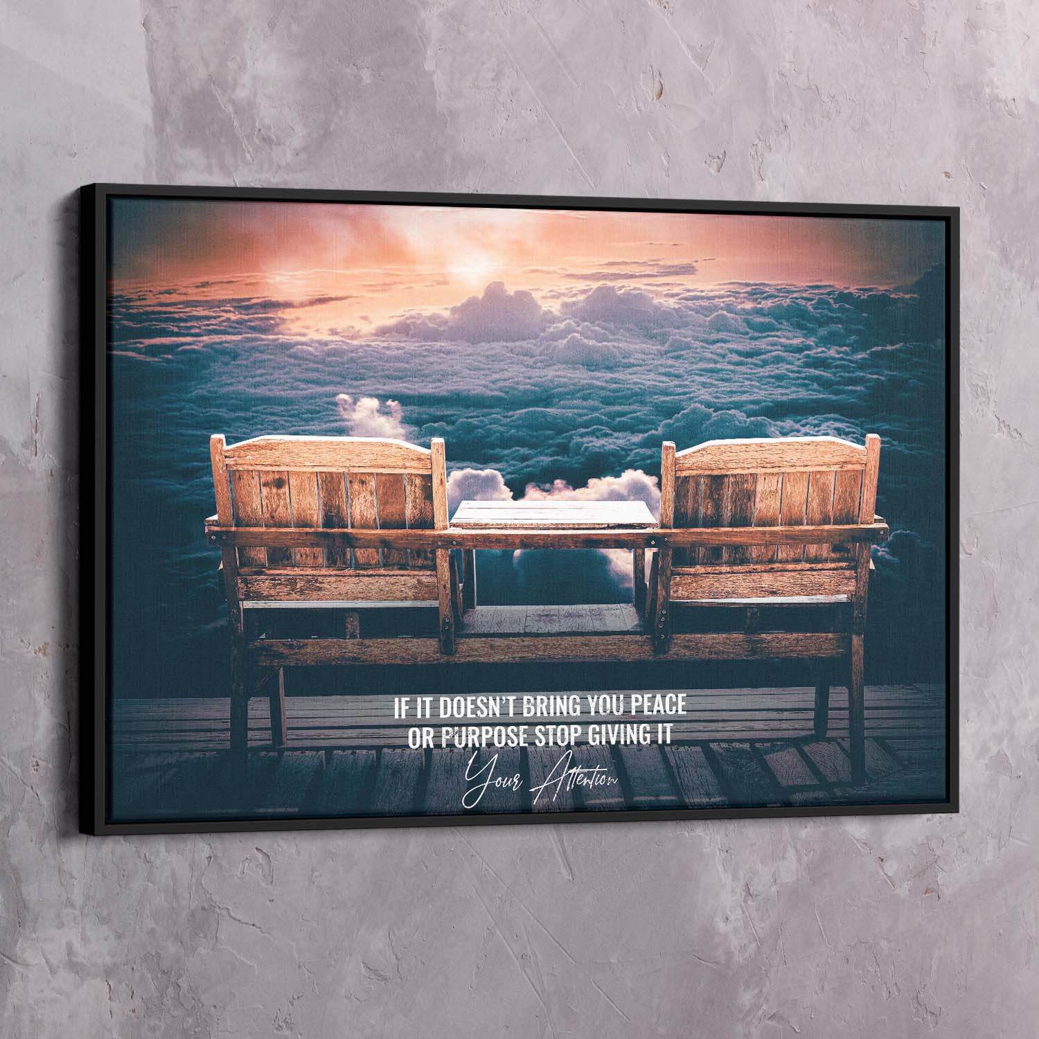 Peace or Purpose Clouds Wall Art | Inspirational Wall Art Motivational Wall Art Quotes Office Art | Impaktiv Exclusive Canvas Art Landscape