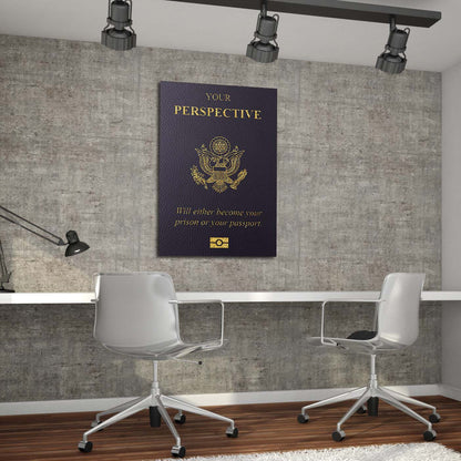 Perspective Passport Art Wall Art | Inspirational Wall Art Motivational Wall Art Quotes Office Art | Impaktiv Exclusive Canvas Art Portrait