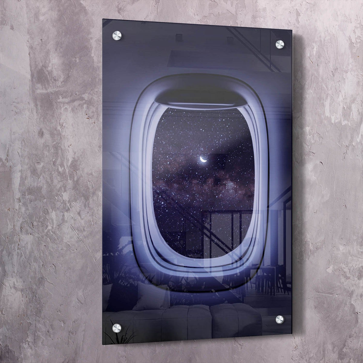 Plane Window Crescent Moon Motivational Wall Art, alternate artwork view by Impaktiv