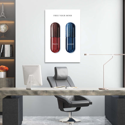 Red Pill or Blue Pill - Matrix Inspired Wall Art | Inspirational Wall Art Motivational Wall Art Quotes Office Art | Impaktiv Exclusive Canvas Art Portrait