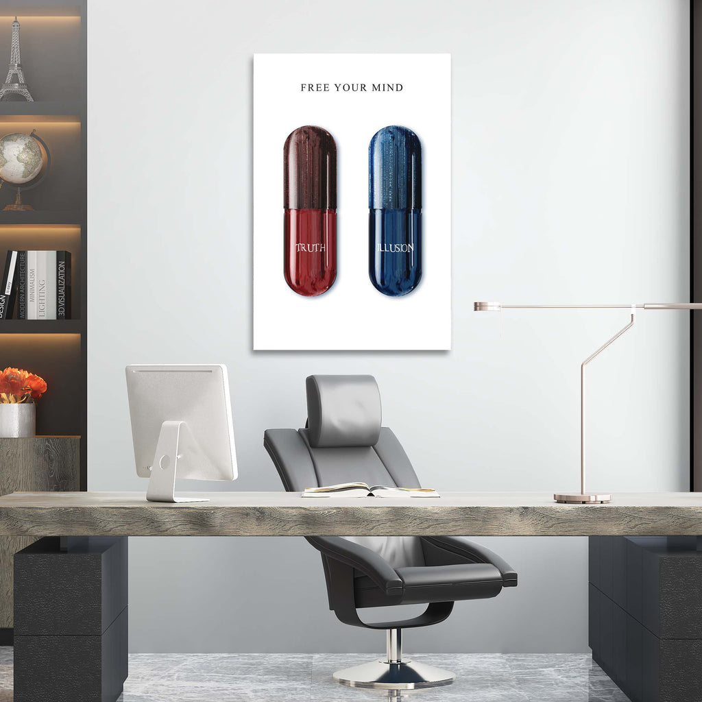 Red Pill or Blue Pill - Matrix Inspired Wall Art, alternate artwork view by Impaktiv