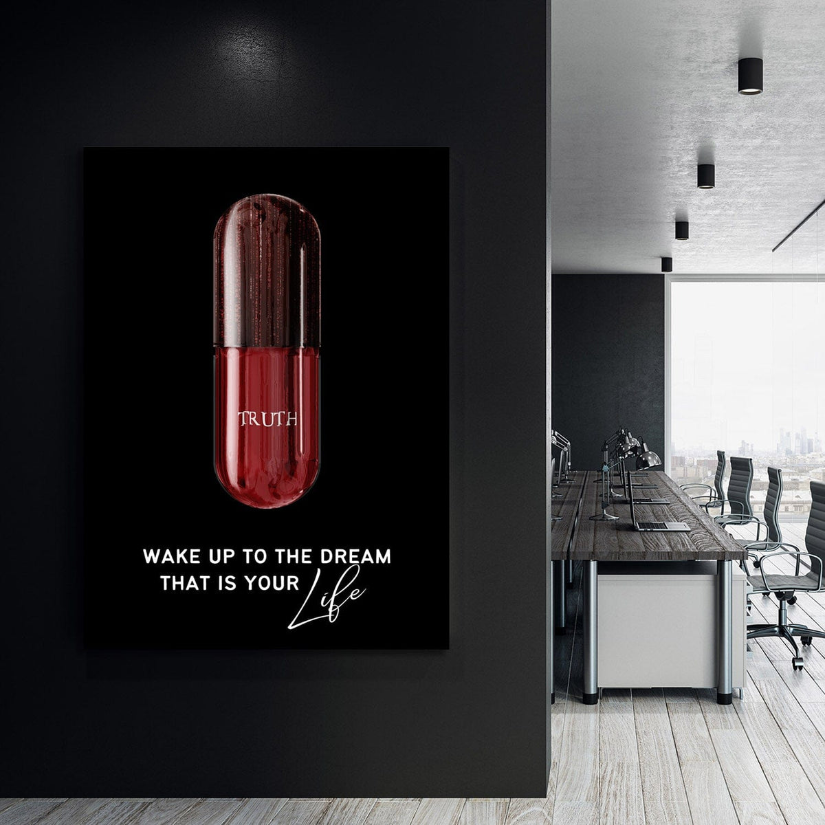 Red Pill - Wake Up to the Dream - Matrix Inspired Wall Art, alternate view by Impaktiv