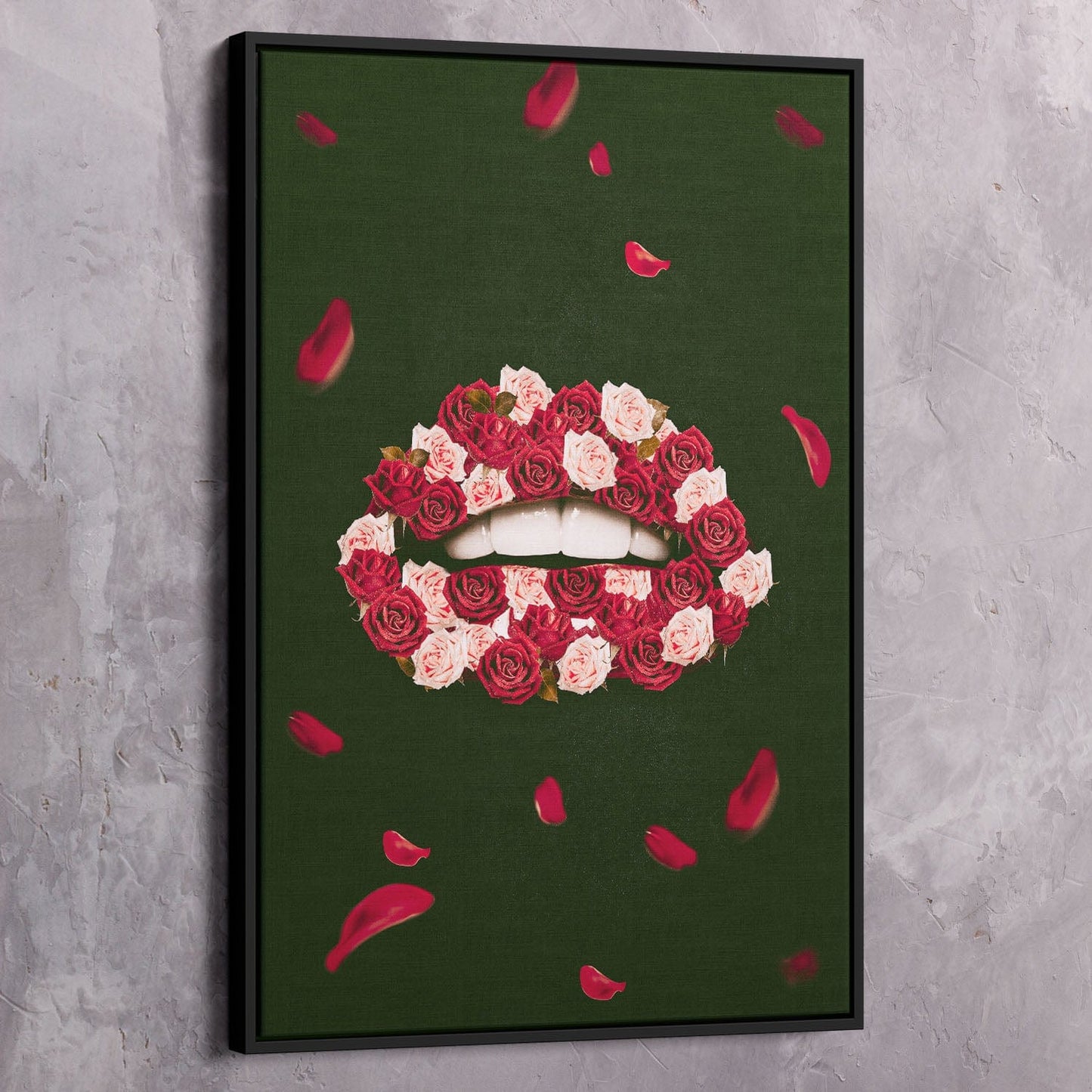 Rose Lips Wall Art | Inspirational Wall Art Motivational Wall Art Quotes Office Art | Impaktiv Exclusive Canvas Art Portrait