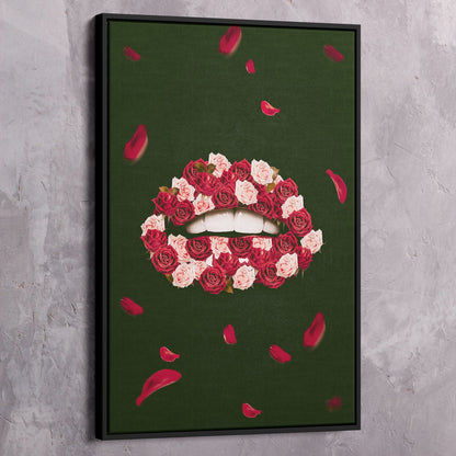 Rose Lips Wall Art | Inspirational Wall Art Motivational Wall Art Quotes Office Art | Impaktiv Exclusive Canvas Art Portrait