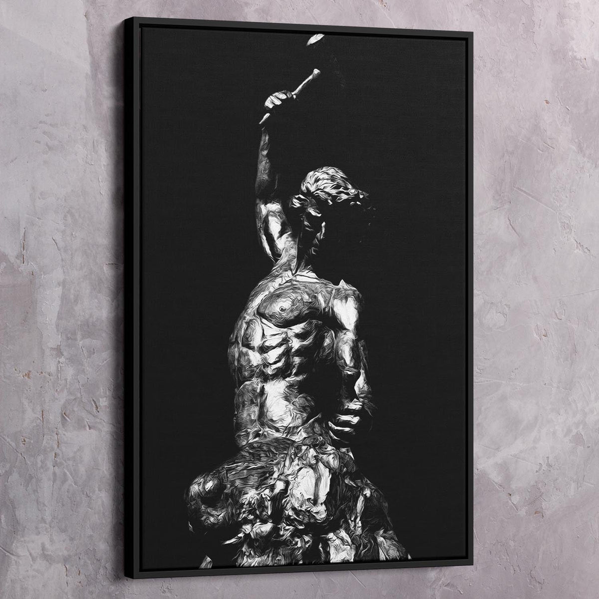 Self Made Man Statue Black White Self Belief Wall Art, alternate artwork view by Impaktiv