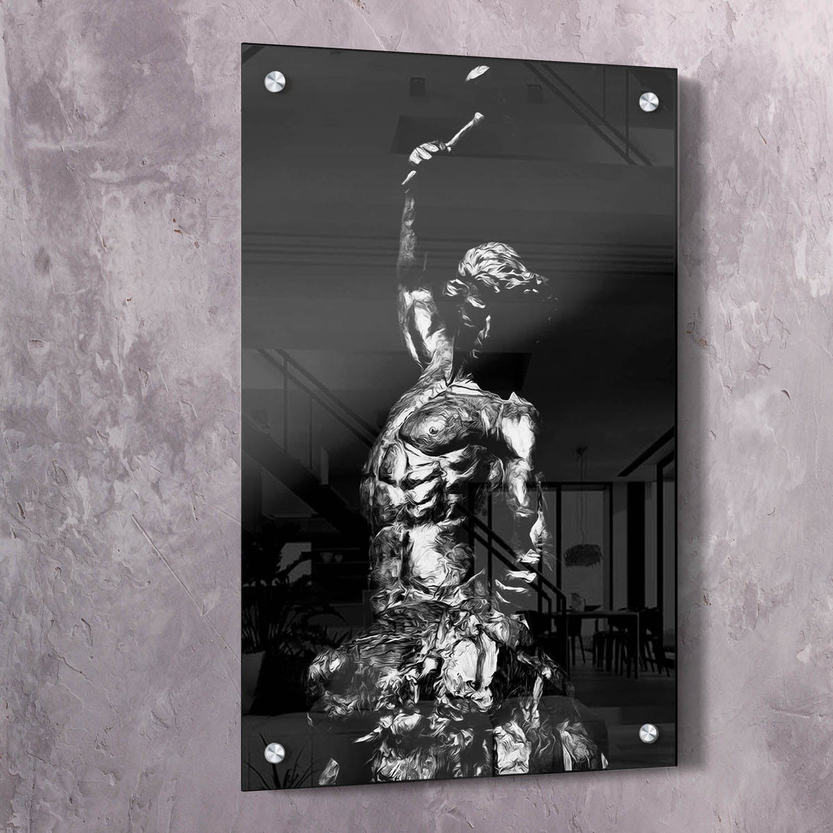 Self Made Man Statue Black White Self Belief Wall Art, alternate view by Impaktiv