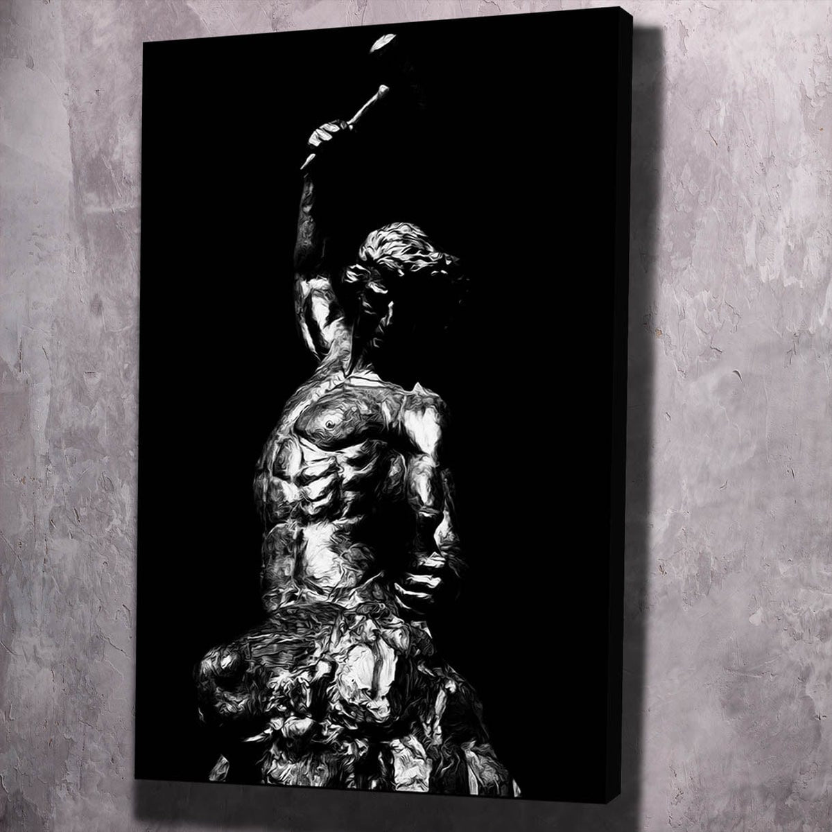 Self Made Man Statue Black White Self Belief Wall Art, mindset wall art by Impaktiv