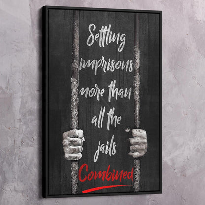 Settling Imprisons Quote Wall Art | Inspirational Wall Art Motivational Wall Art Quotes Office Art | Impaktiv Exclusive Canvas Art Portrait