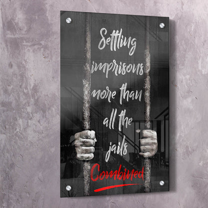 Settling Imprisons Quote Wall Art | Inspirational Wall Art Motivational Wall Art Quotes Office Art | Impaktiv Exclusive Canvas Art Portrait
