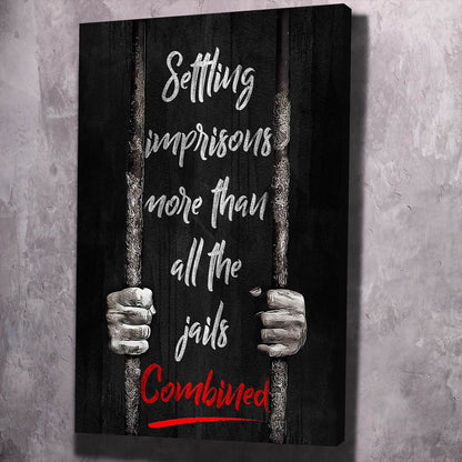Settling Imprisons Quote Wall Art | Inspirational Wall Art Motivational Wall Art Quotes Office Art | Impaktiv Exclusive Canvas Art Portrait