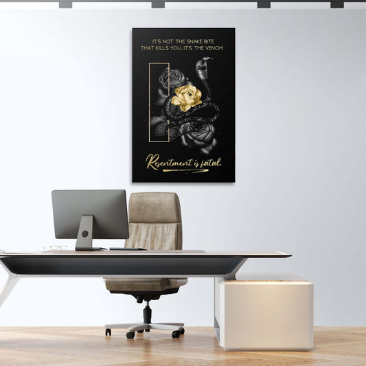 Snake Bite Resentment  Wall Art | Inspirational Wall Art Motivational Wall Art Quotes Office Art | Impaktiv Exclusive Canvas Art Portrait