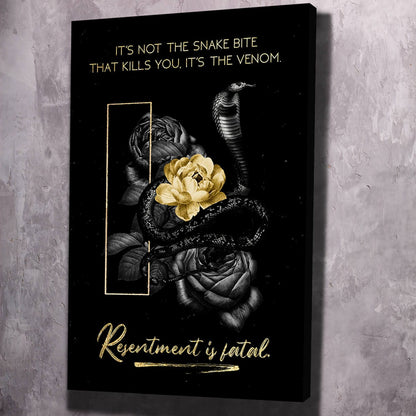 Snake Bite Resentment  Wall Art | Inspirational Wall Art Motivational Wall Art Quotes Office Art | Impaktiv Exclusive Canvas Art Portrait