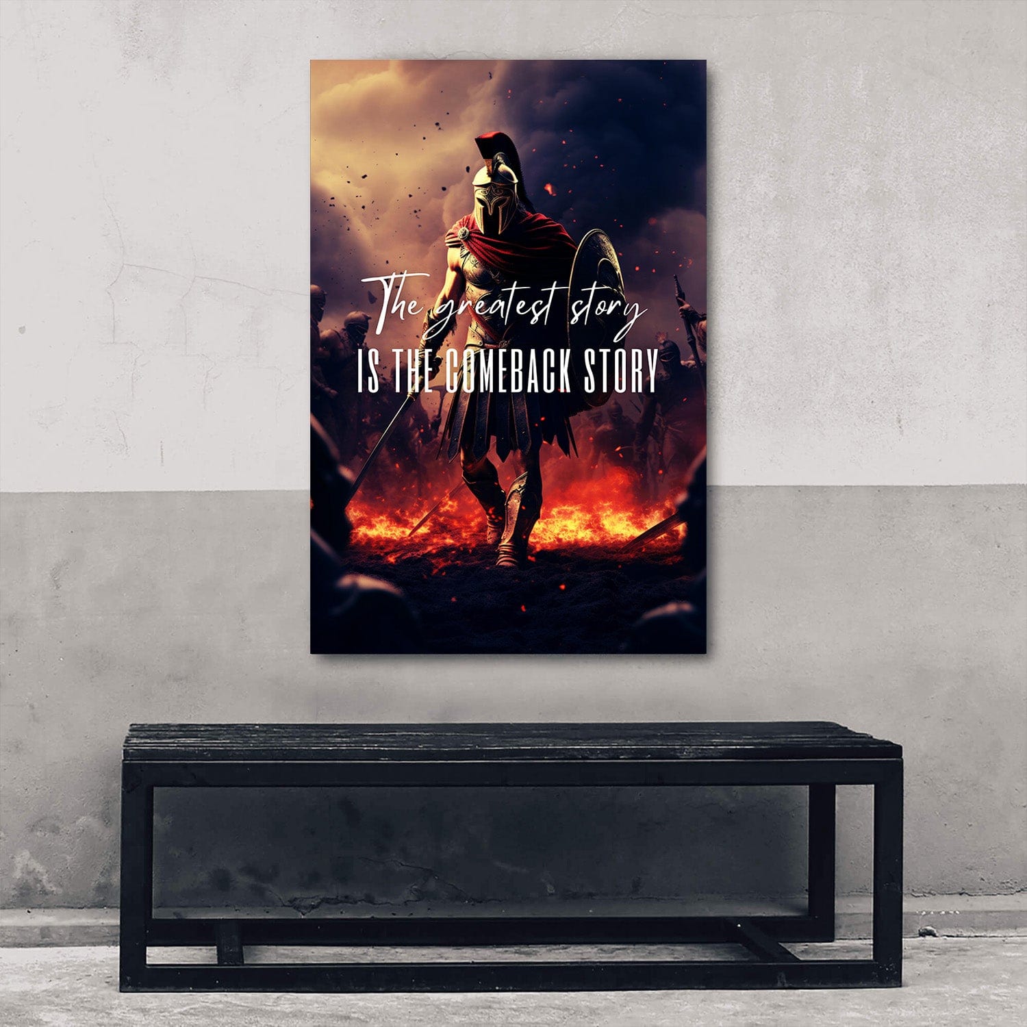 Spartan - Comeback Story Wall Art | Inspirational Wall Art Motivational Wall Art Quotes Office Art | Impaktiv Exclusive Canvas Art Portrait