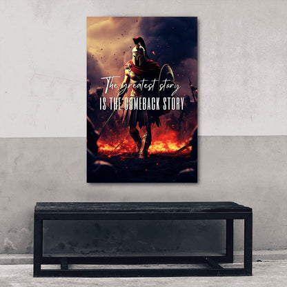 Spartan - Comeback Story Wall Art | Inspirational Wall Art Motivational Wall Art Quotes Office Art | Impaktiv Exclusive Canvas Art Portrait