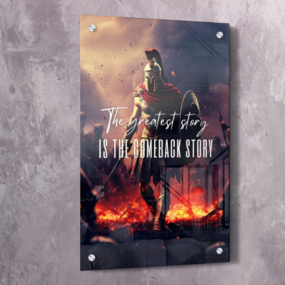 Spartan - Comeback Story Wall Art | Inspirational Wall Art Motivational Wall Art Quotes Office Art | Impaktiv Exclusive Canvas Art Portrait