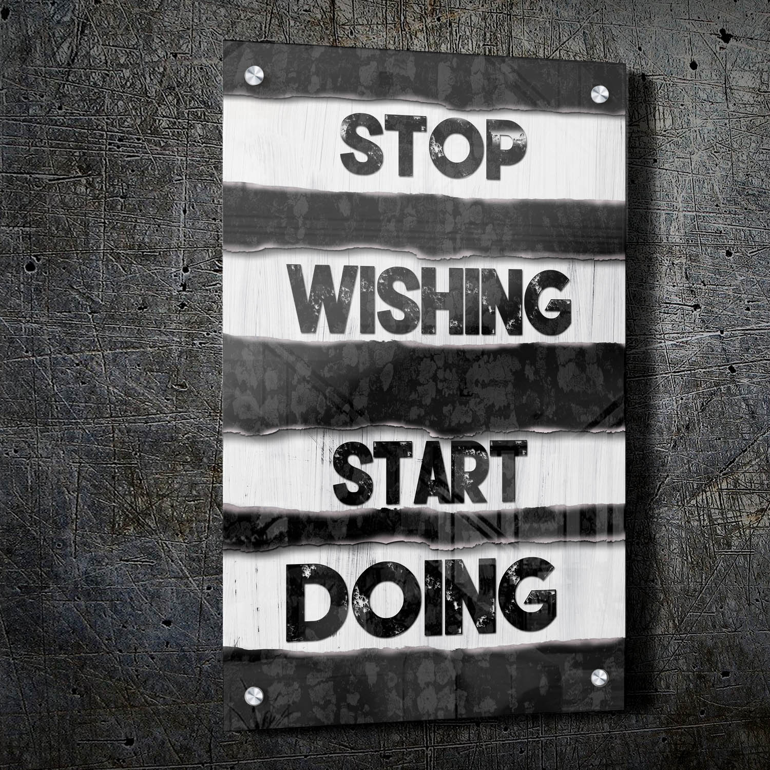 Stop Wishing Wall Art | Inspirational Wall Art Motivational Wall Art Quotes Office Art | Impaktiv Exclusive Canvas Art Portrait