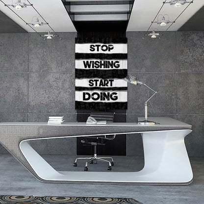 Stop Wishing Wall Art | Inspirational Wall Art Motivational Wall Art Quotes Office Art | Impaktiv Exclusive Canvas Art Portrait